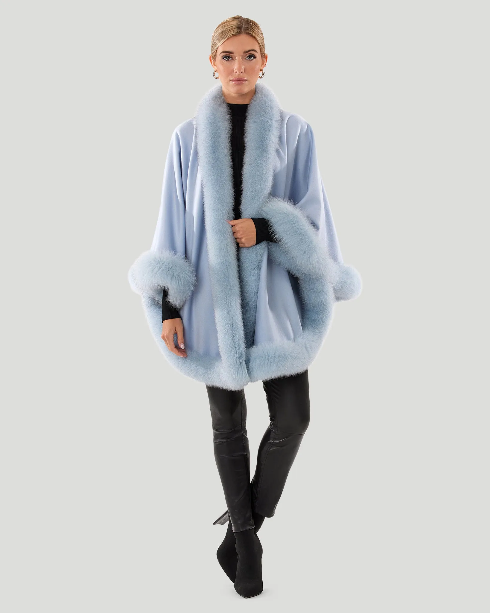 Cashmere Capelet with Fox Trim