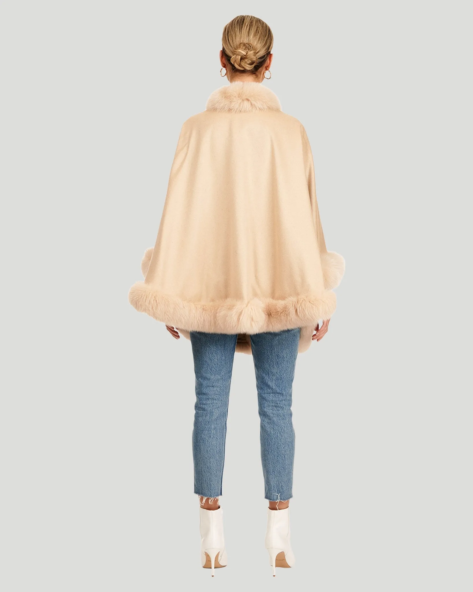 Cashmere Capelet with Fox Trim