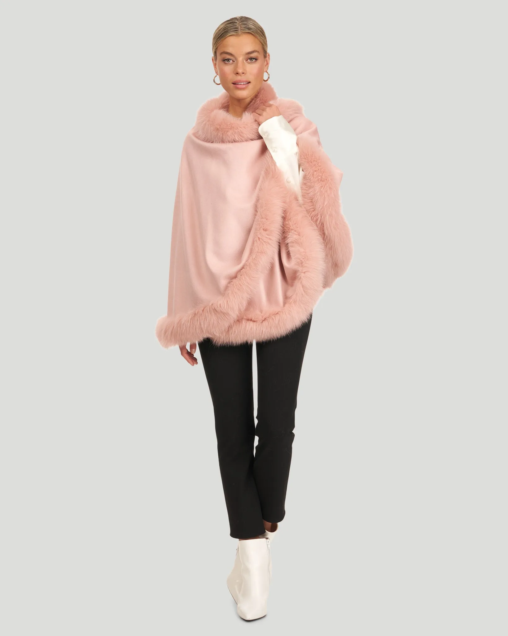 Cashmere Capelet with Fox Trim