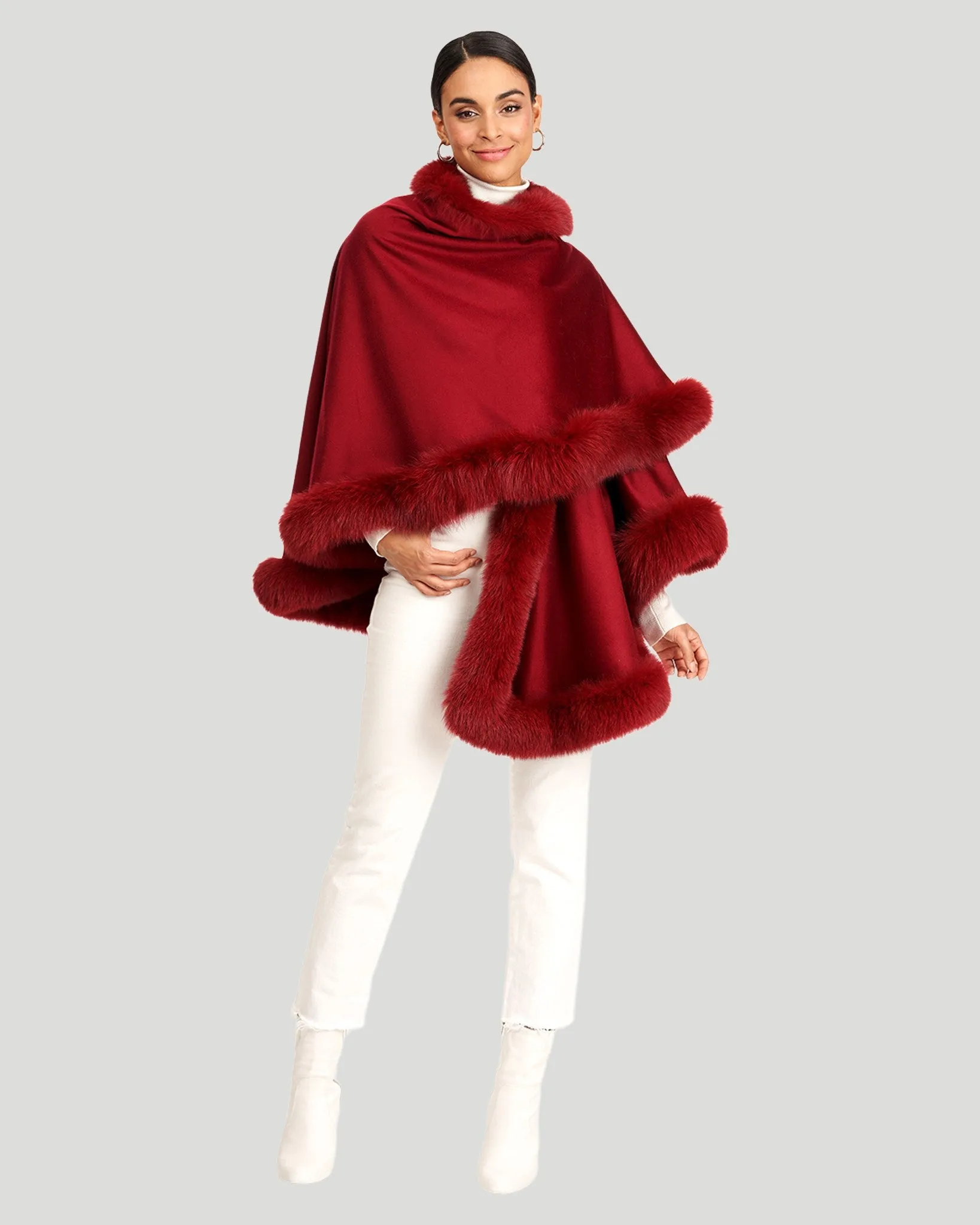 Cashmere Capelet with Fox Trim