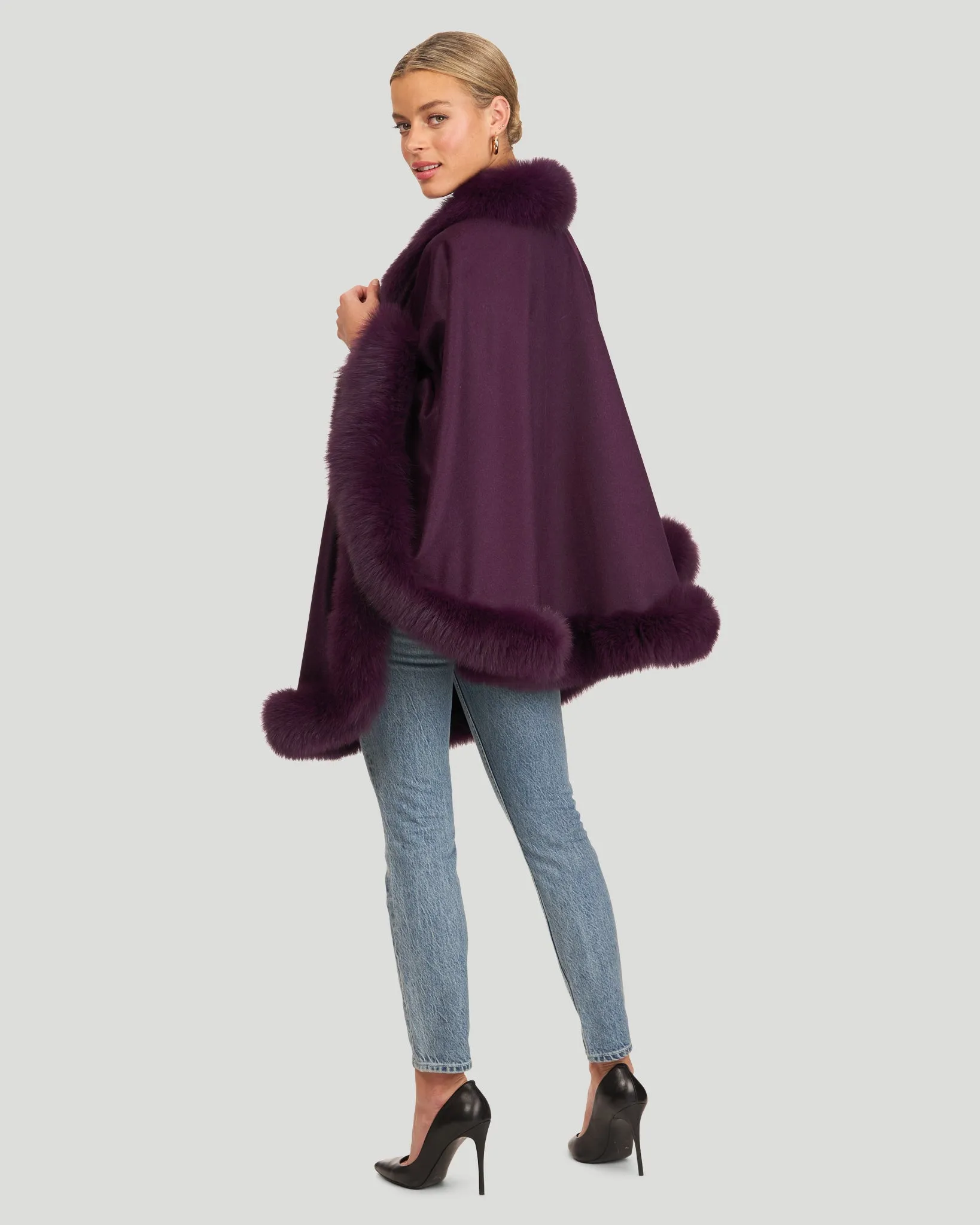 Cashmere Capelet with Fox Trim