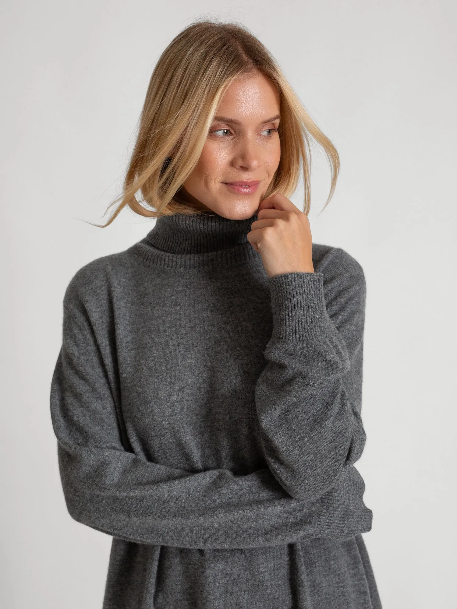 Cashmere sweater "Dagny polo" - dark grey