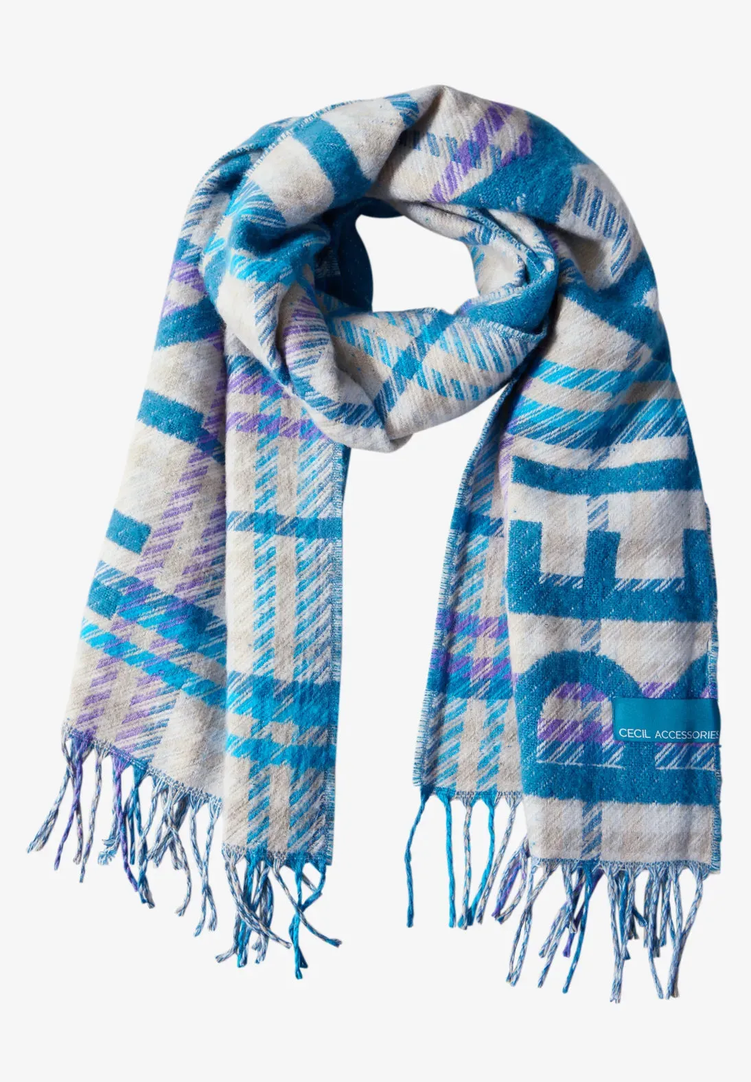 Cecil cosy double side scarf in Lilac or Aqua print