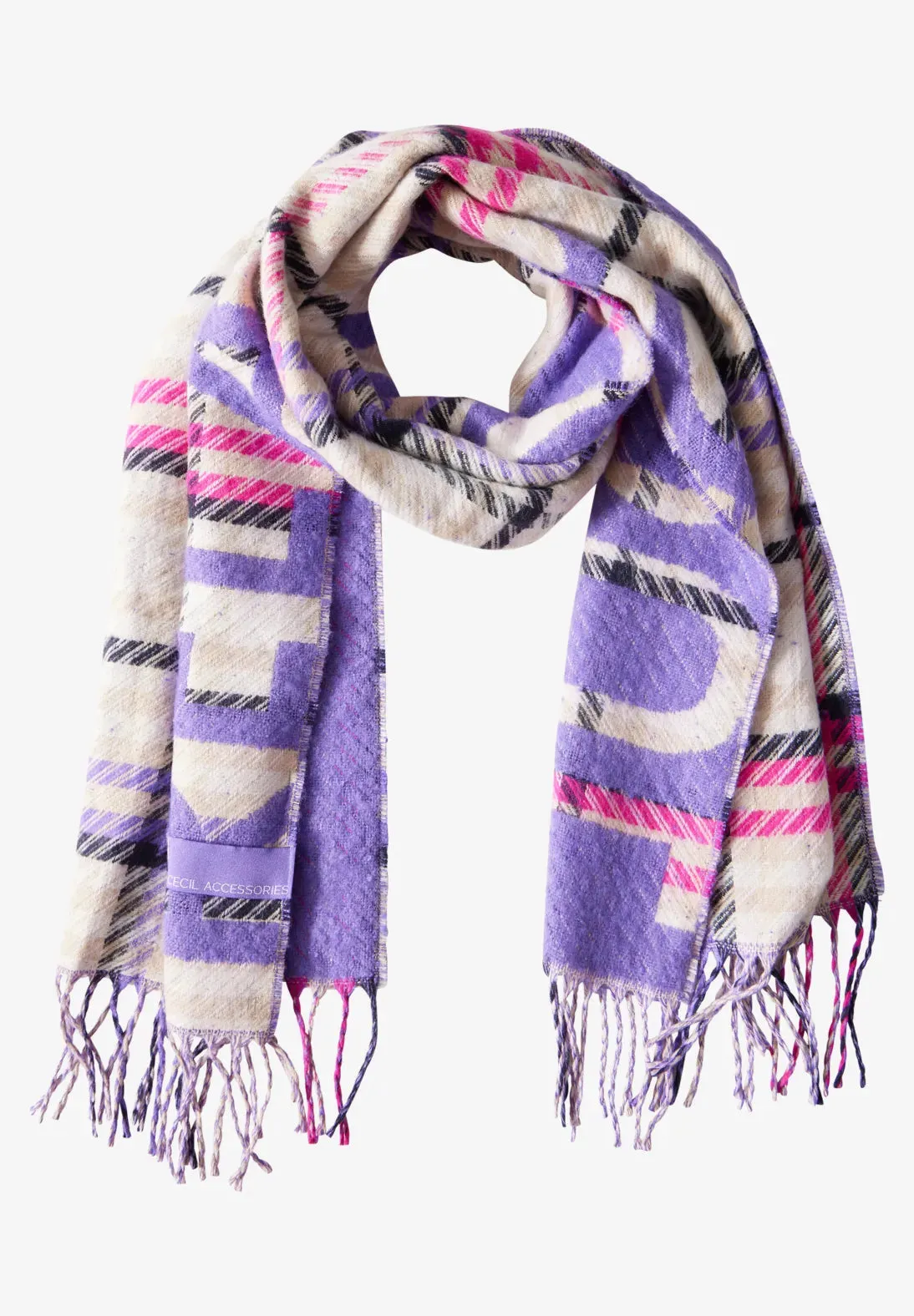 Cecil cosy double side scarf in Lilac or Aqua print