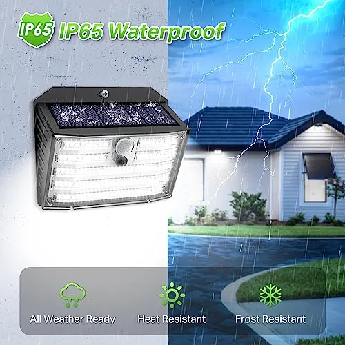 CLAONER Solar Lights Outdoor [𝟔 𝐏𝐚𝐜𝐤/126 LED], Wireless Motion Sensor Lights, IP65 Waterproof Security Lights 3 Modes, 270° Lighting Angle, Ultra-Bright Wall Lights for Deck Patio Fence Garage