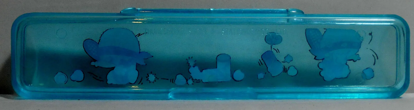 Clear Blue Retro 80's Pencil Box Vintage Stationary Acrylic Case