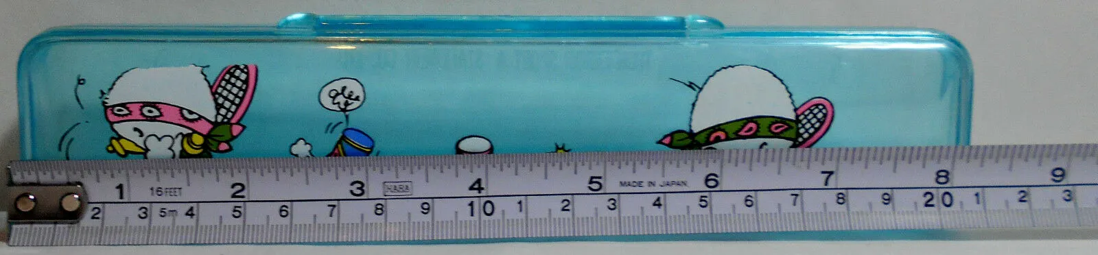 Clear Blue Retro 80's Pencil Box Vintage Stationary Acrylic Case