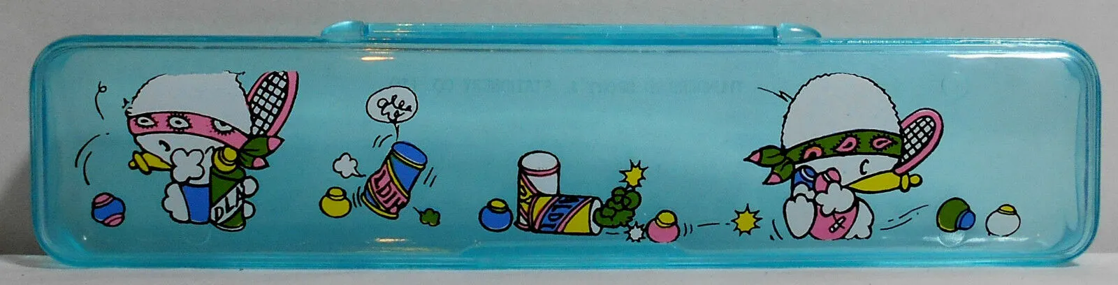 Clear Blue Retro 80's Pencil Box Vintage Stationary Acrylic Case