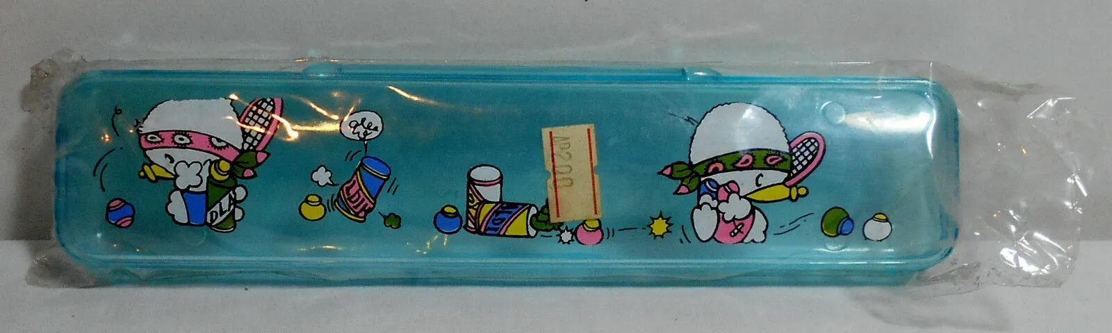 Clear Blue Retro 80's Pencil Box Vintage Stationary Acrylic Case