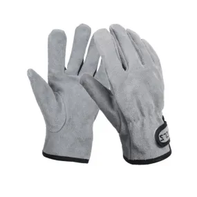 CLS Outdoor Cookout Barbecue Heat Resistant Protective Cowhide Gloves(Silver Gray)