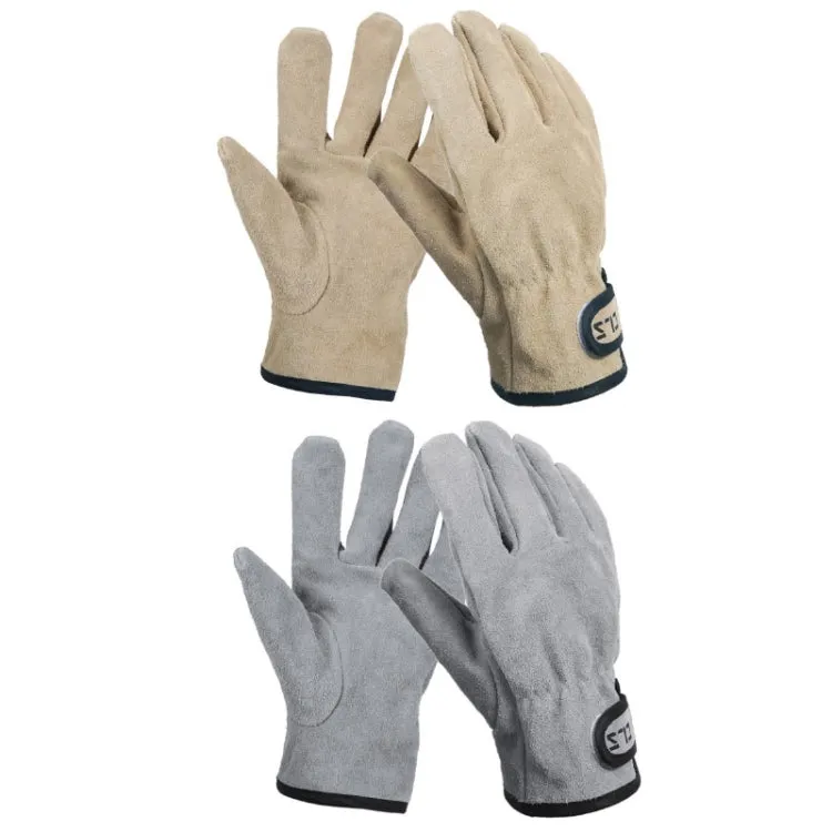 CLS Outdoor Cookout Barbecue Heat Resistant Protective Cowhide Gloves(Silver Gray)