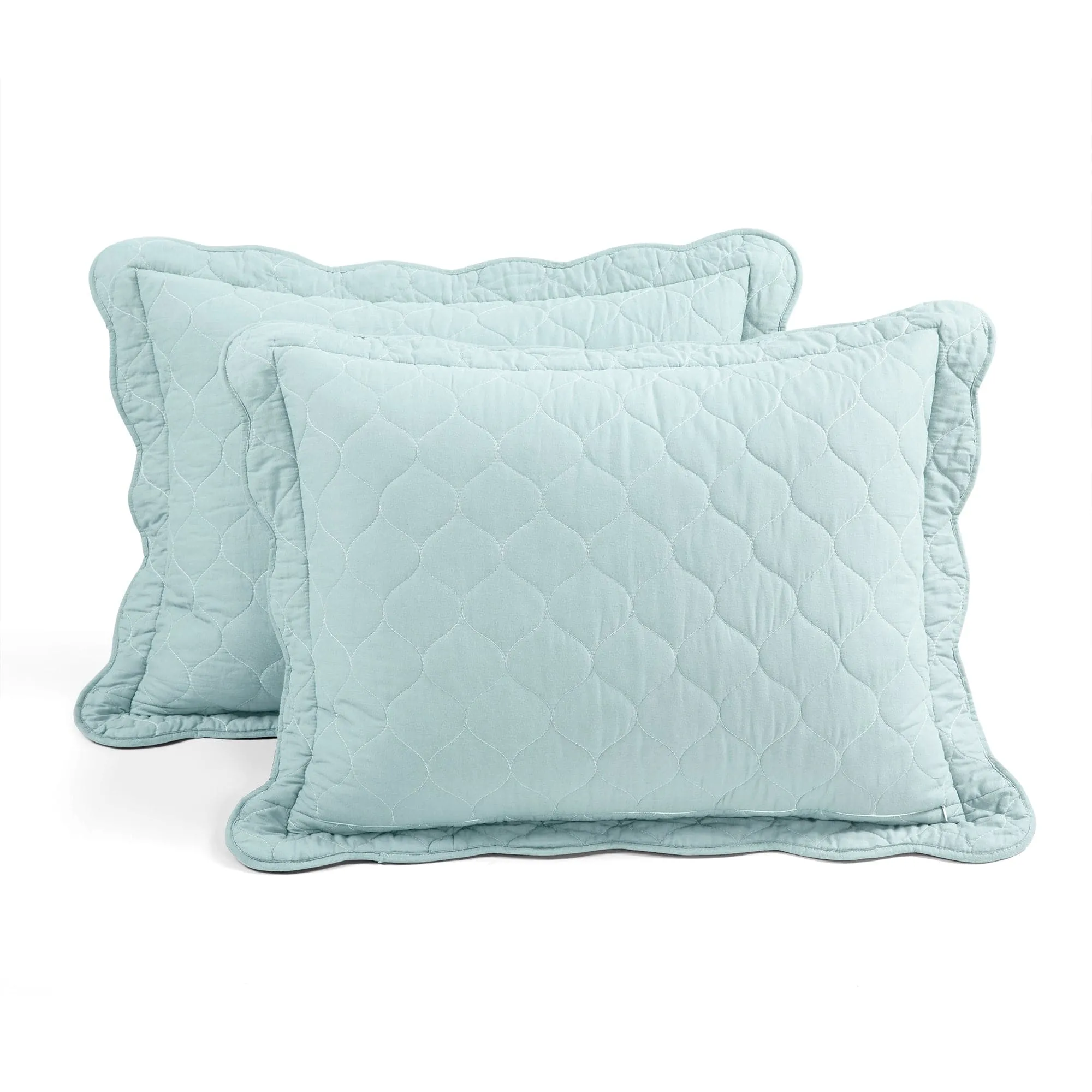 Coastal Chic Scalloped Edge Reversible Quilt 3 Piece Set