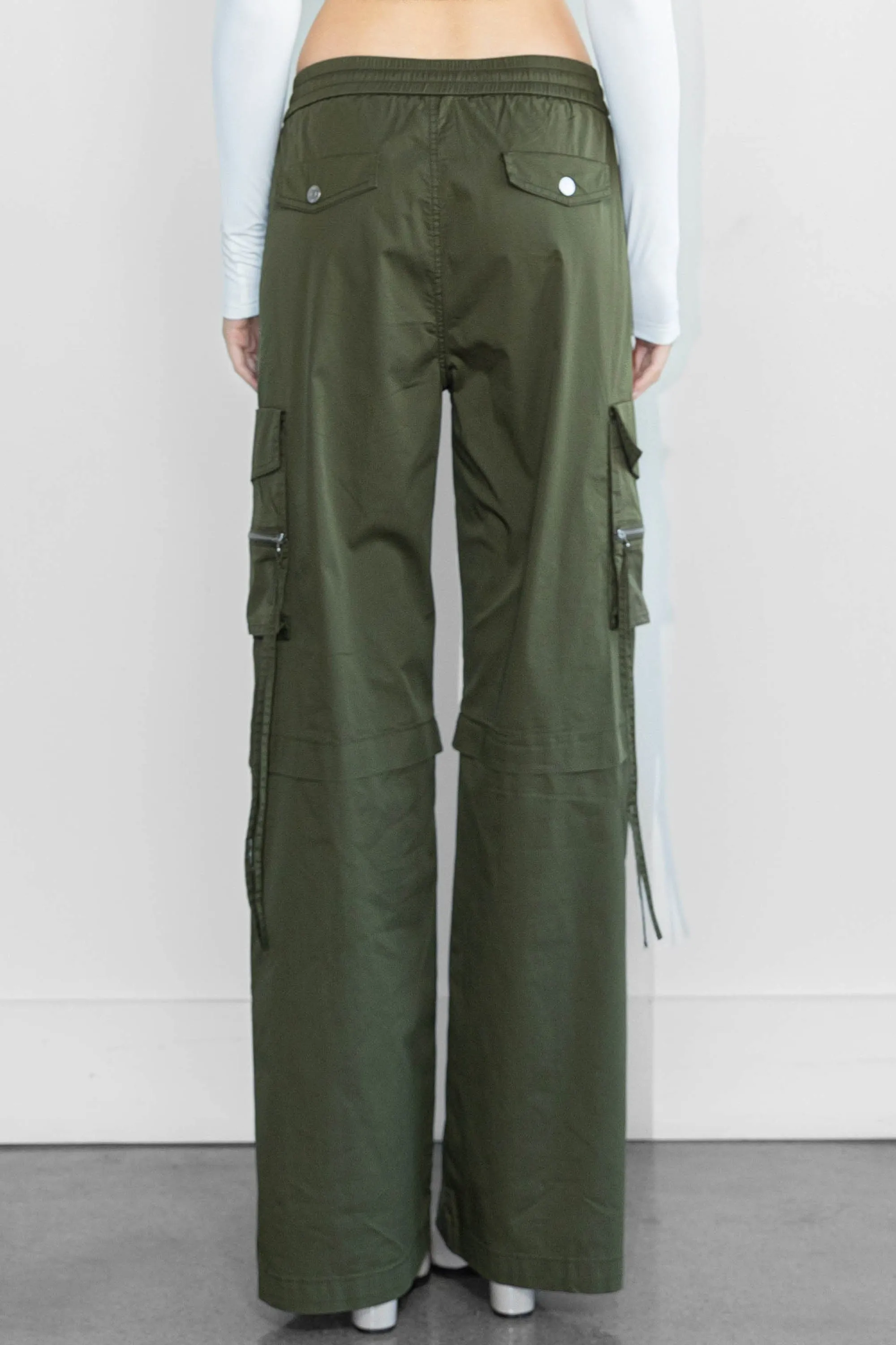 Color Cargo Pants with Zip Front Slit