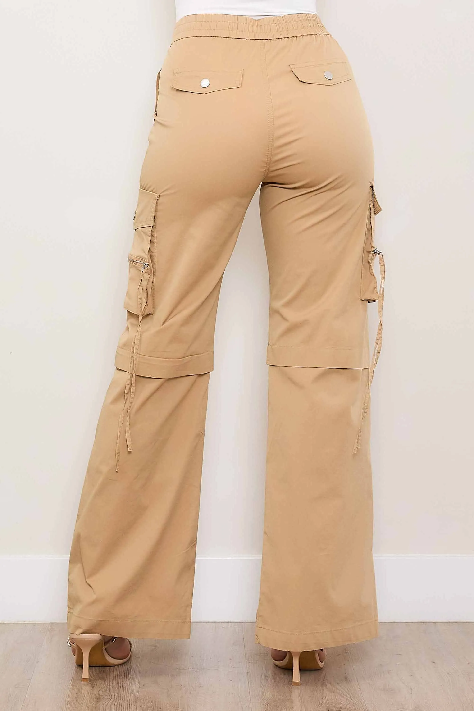 Color Cargo Pants with Zip Front Slit