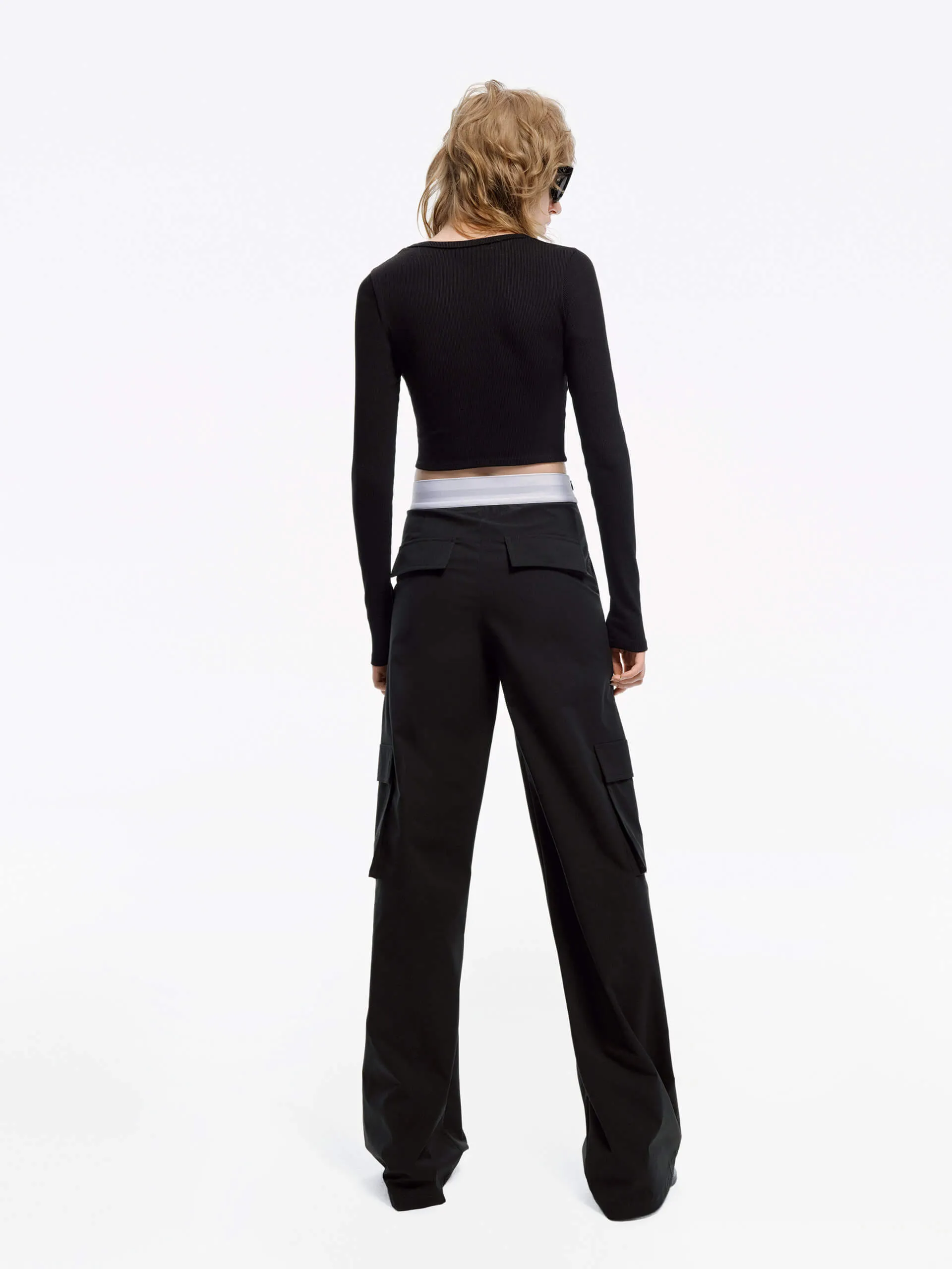 Contrast Waist Cargo Pants