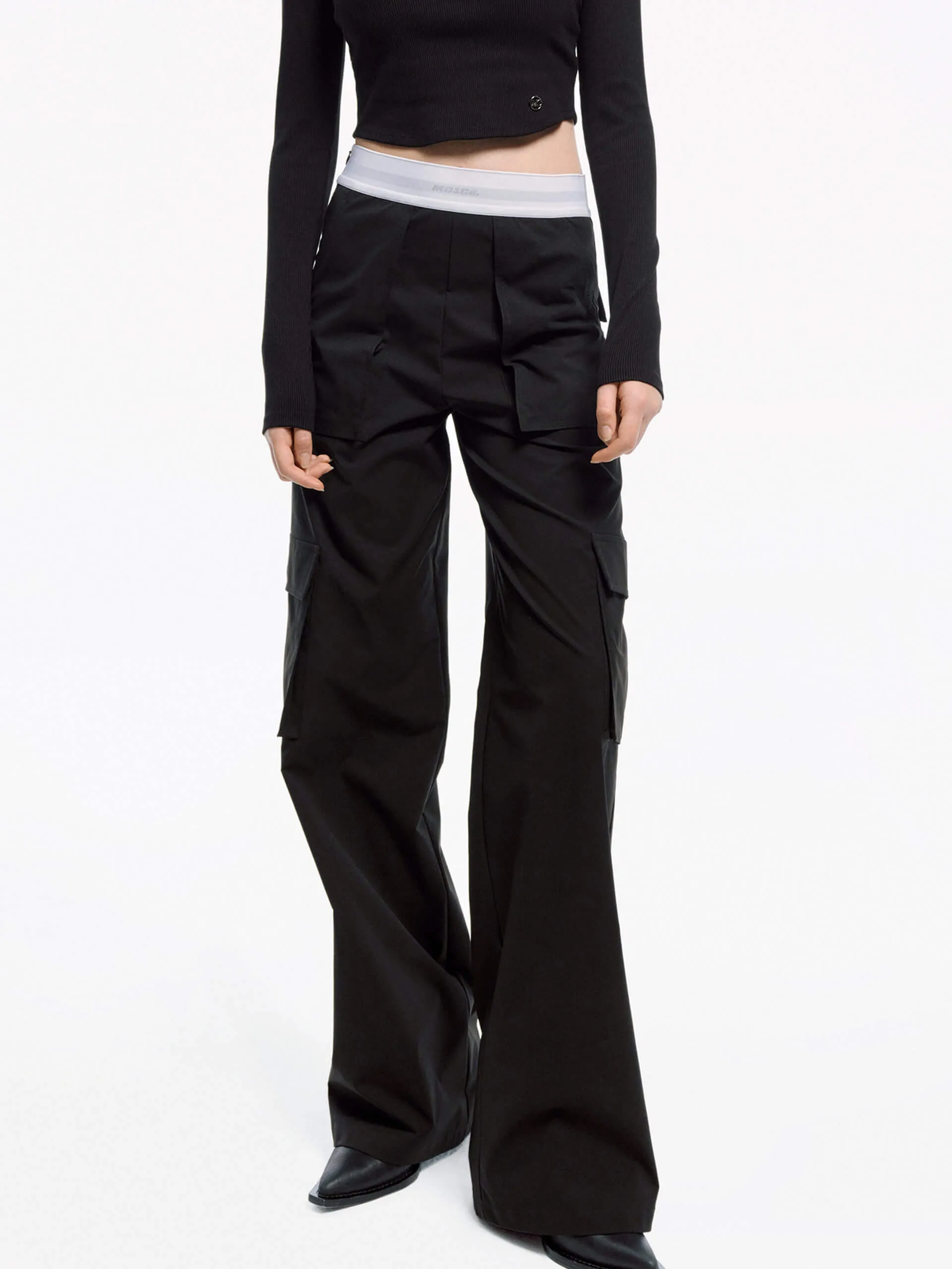 Contrast Waist Cargo Pants