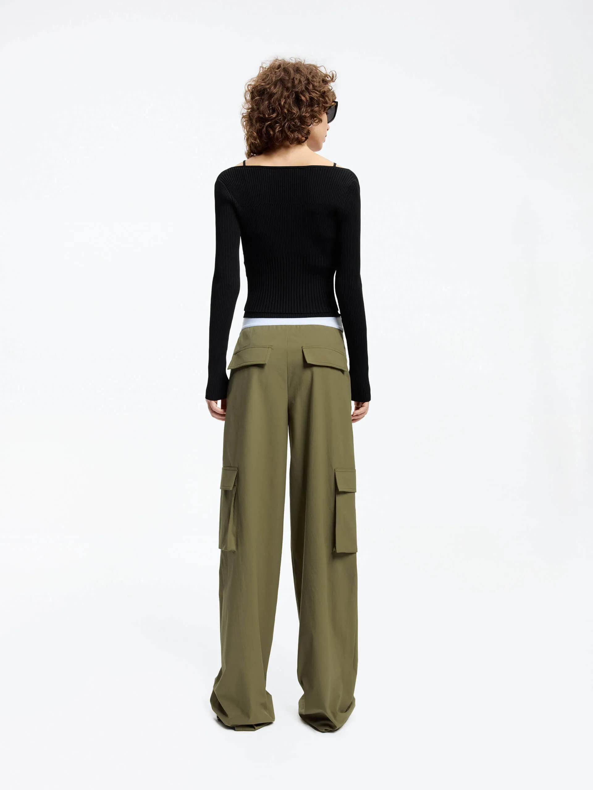 Contrast Waist Cargo Pants