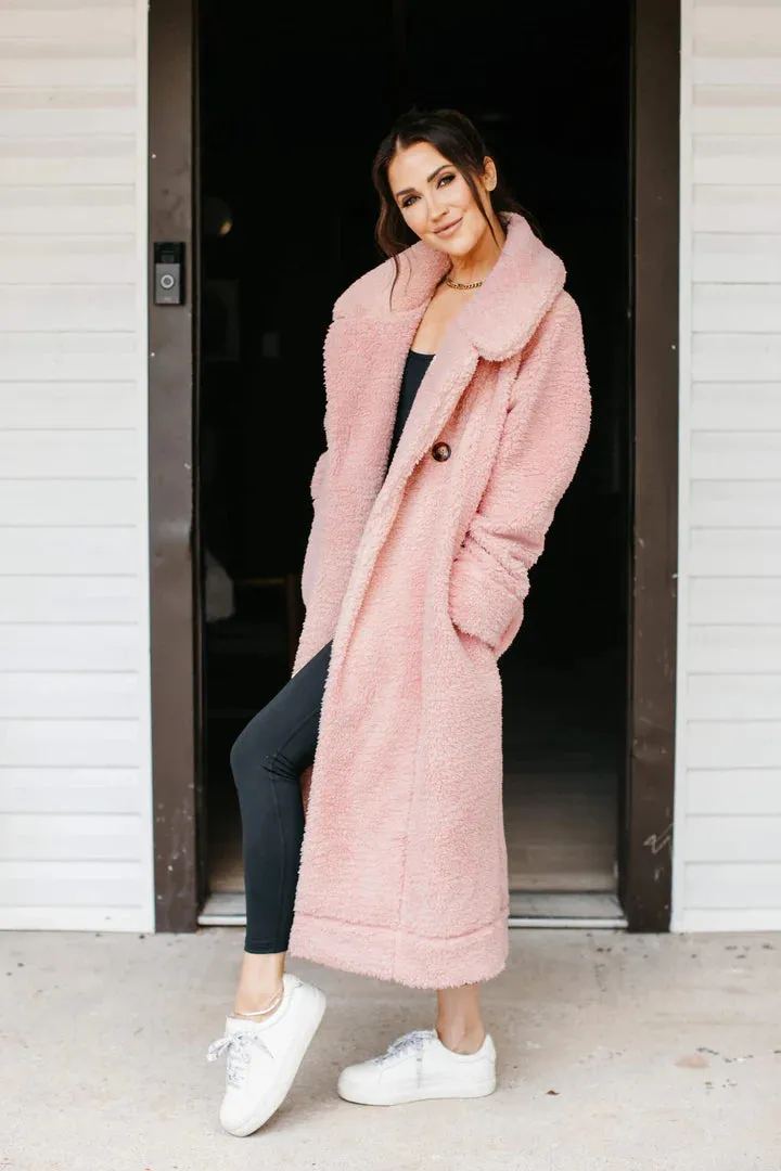 Cozy Chic Teddy Coat in Rosé Pink - VARIOUS SIZES