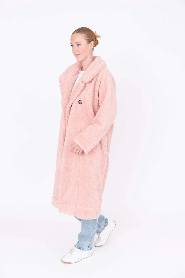 Cozy Chic Teddy Coat in Rosé Pink - VARIOUS SIZES