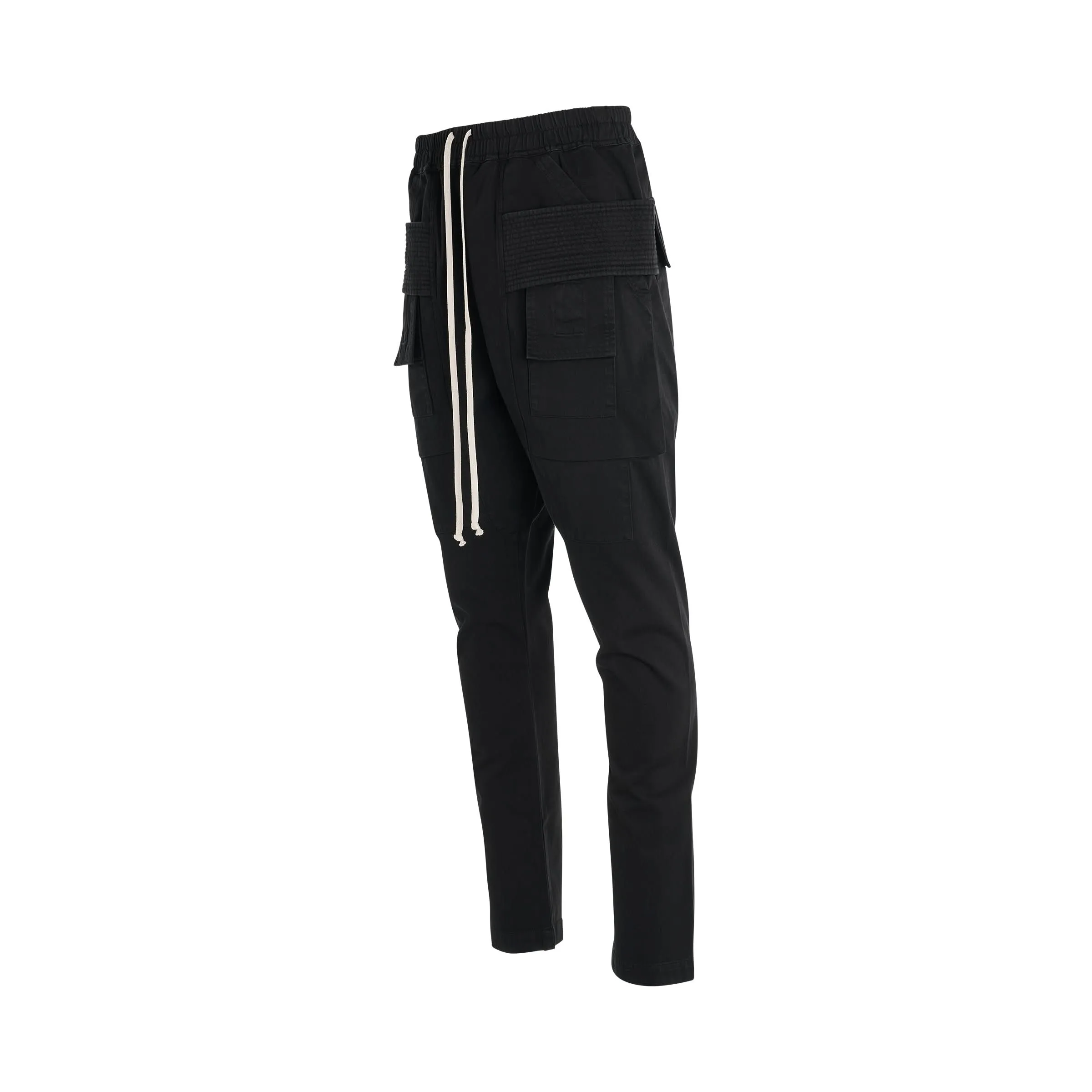 Creatch Cargo Cropped Drawstring Pants in Black