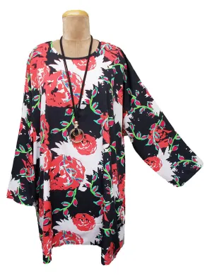 Crepe Floral Oversize Tunic UK Size 16-26 PB5