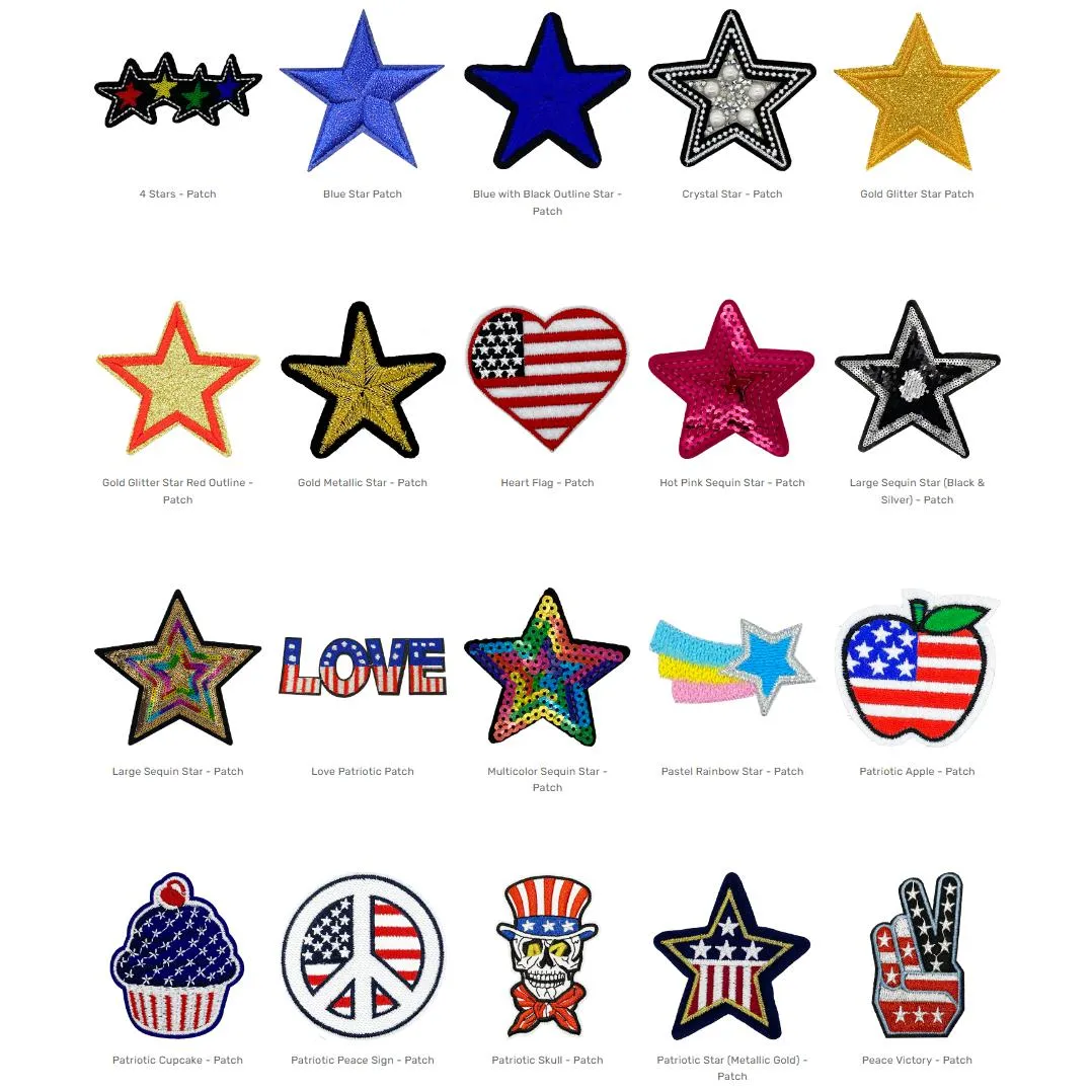 Custom Denim Dog Jacket Patches - Patriotic & Stars