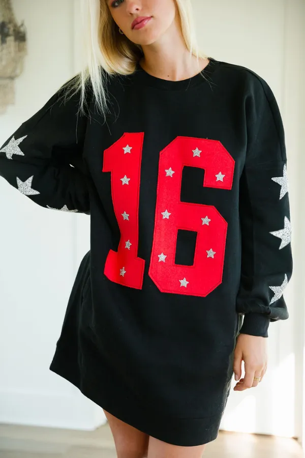 CUSTOM NUMBER PATCH PULLOVER DRESS