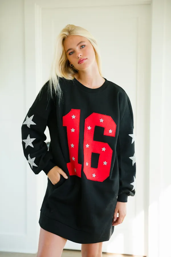 CUSTOM NUMBER PATCH PULLOVER DRESS