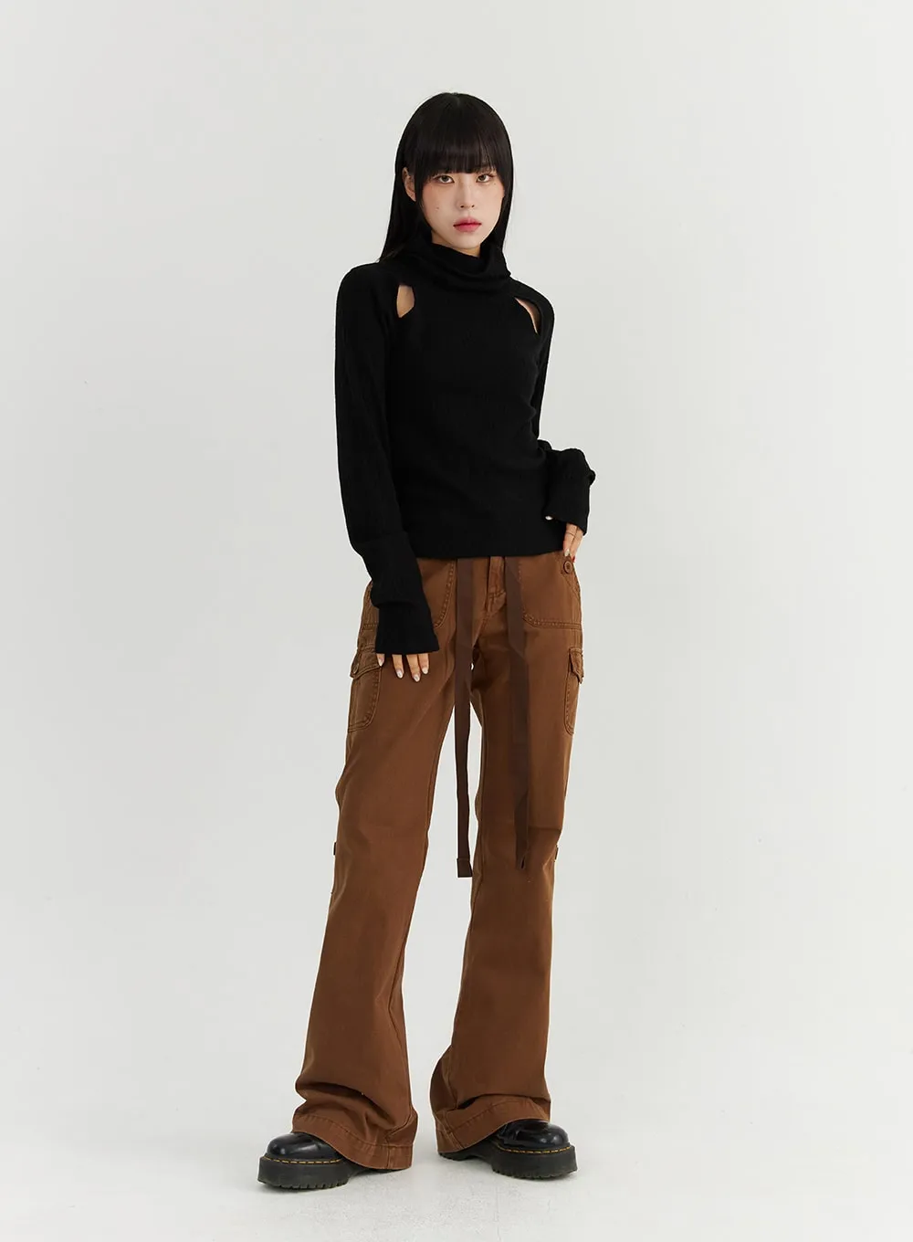 Cutout Turtleneck Top CO319