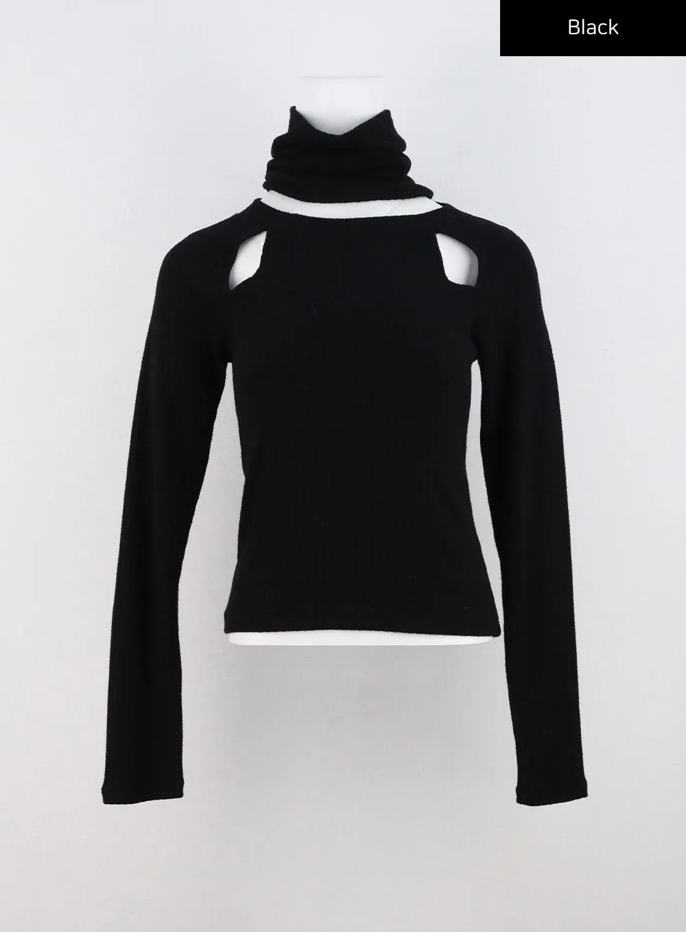 Cutout Turtleneck Top CO319