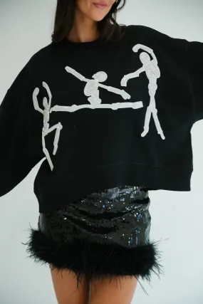 DANCING SKELETONS BLACK PULLOVER