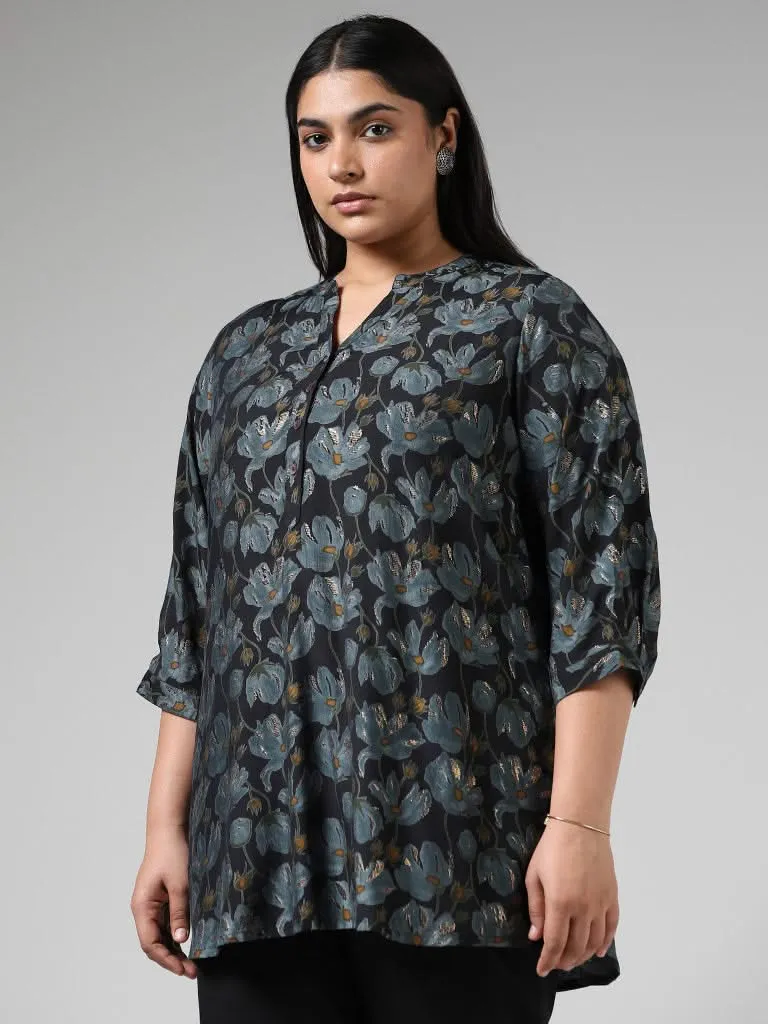 Diza Indigo Floral Printed Tunic