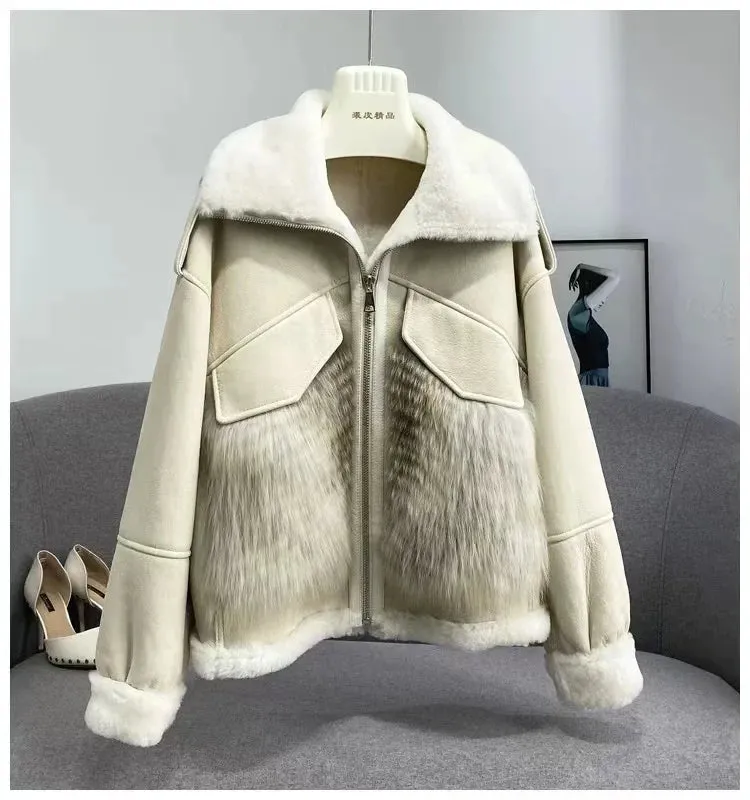 Double Face Sheep Shearling Genuine Leather Coat (2 colors)