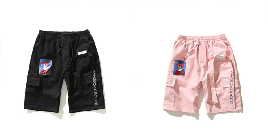 Drawstring Patchwork Men Summer Cargo Short Pants