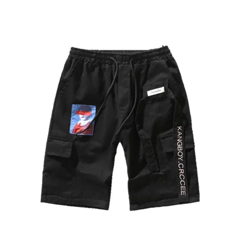 Drawstring Patchwork Men Summer Cargo Short Pants