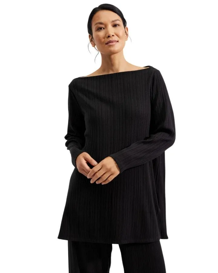 Eileen Fisher Bateau Neck Long Sleeve Ribbed Tunic