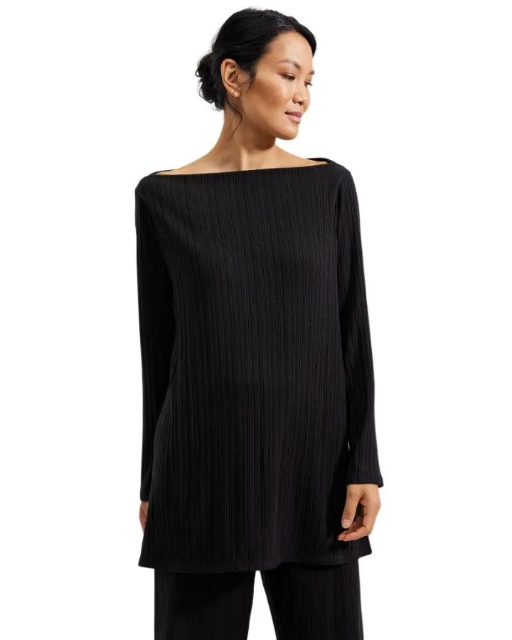 Eileen Fisher Bateau Neck Long Sleeve Ribbed Tunic