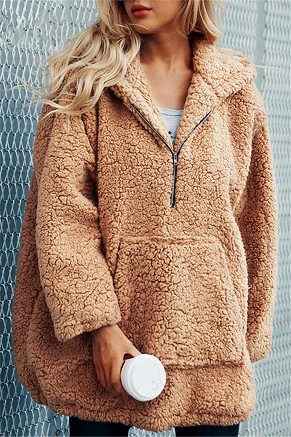 elveswallet Faux Lambswool Thick Hooded Teddy Coat