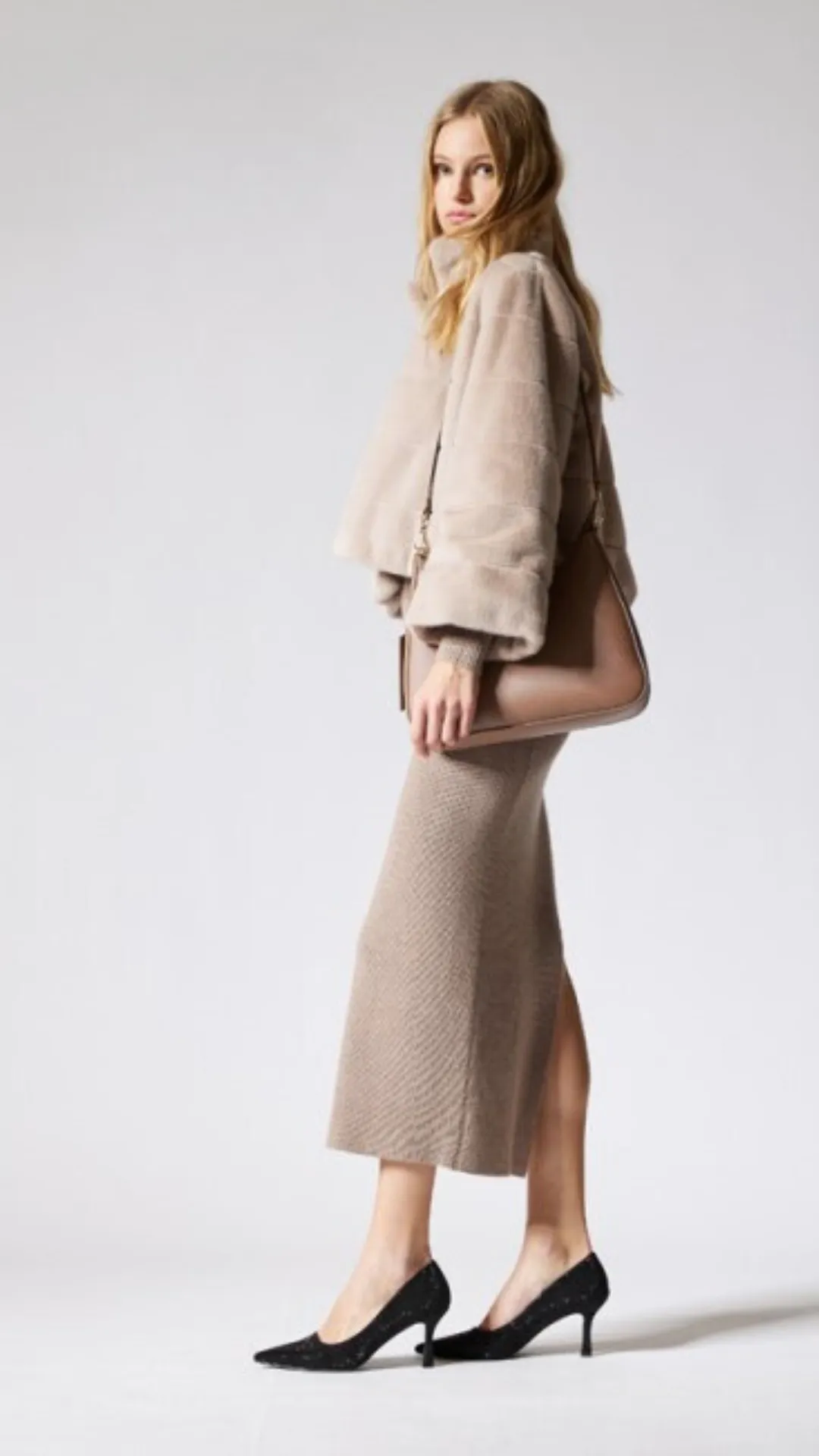 Emme Cip Faux Fur Jacket Sand