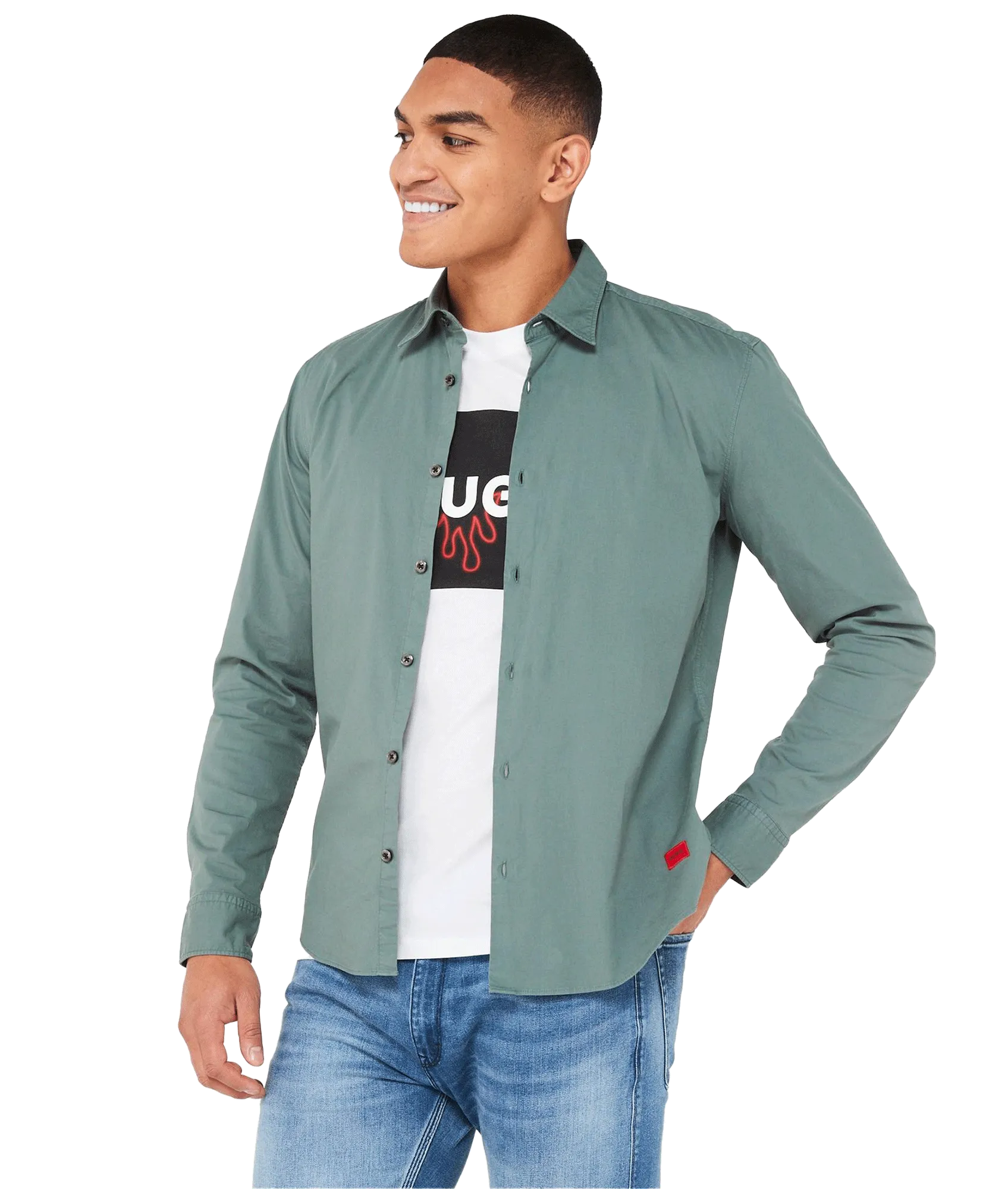 Ermo Slim Fit Long Sleeve Shirt - Dark Green