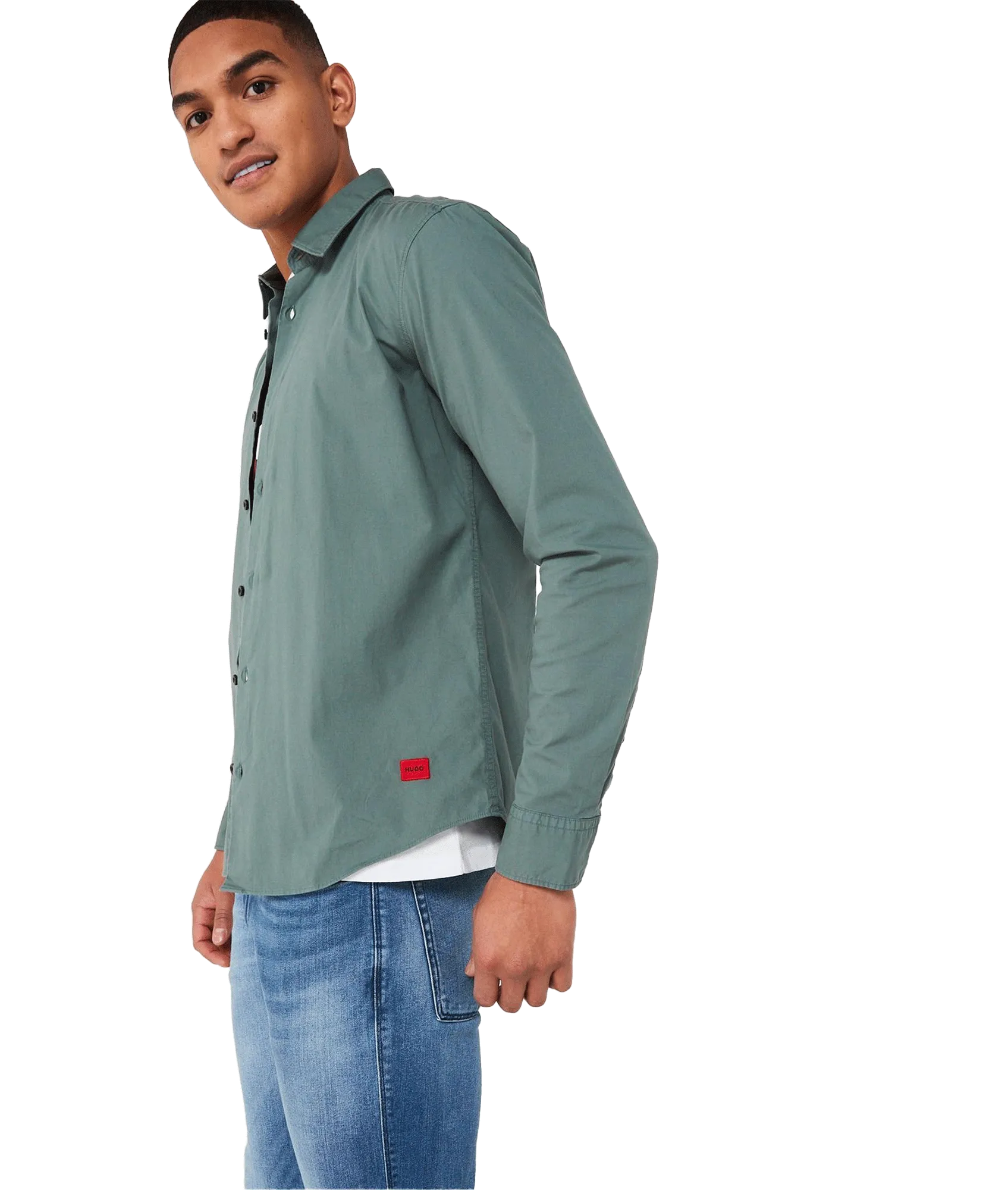 Ermo Slim Fit Long Sleeve Shirt - Dark Green