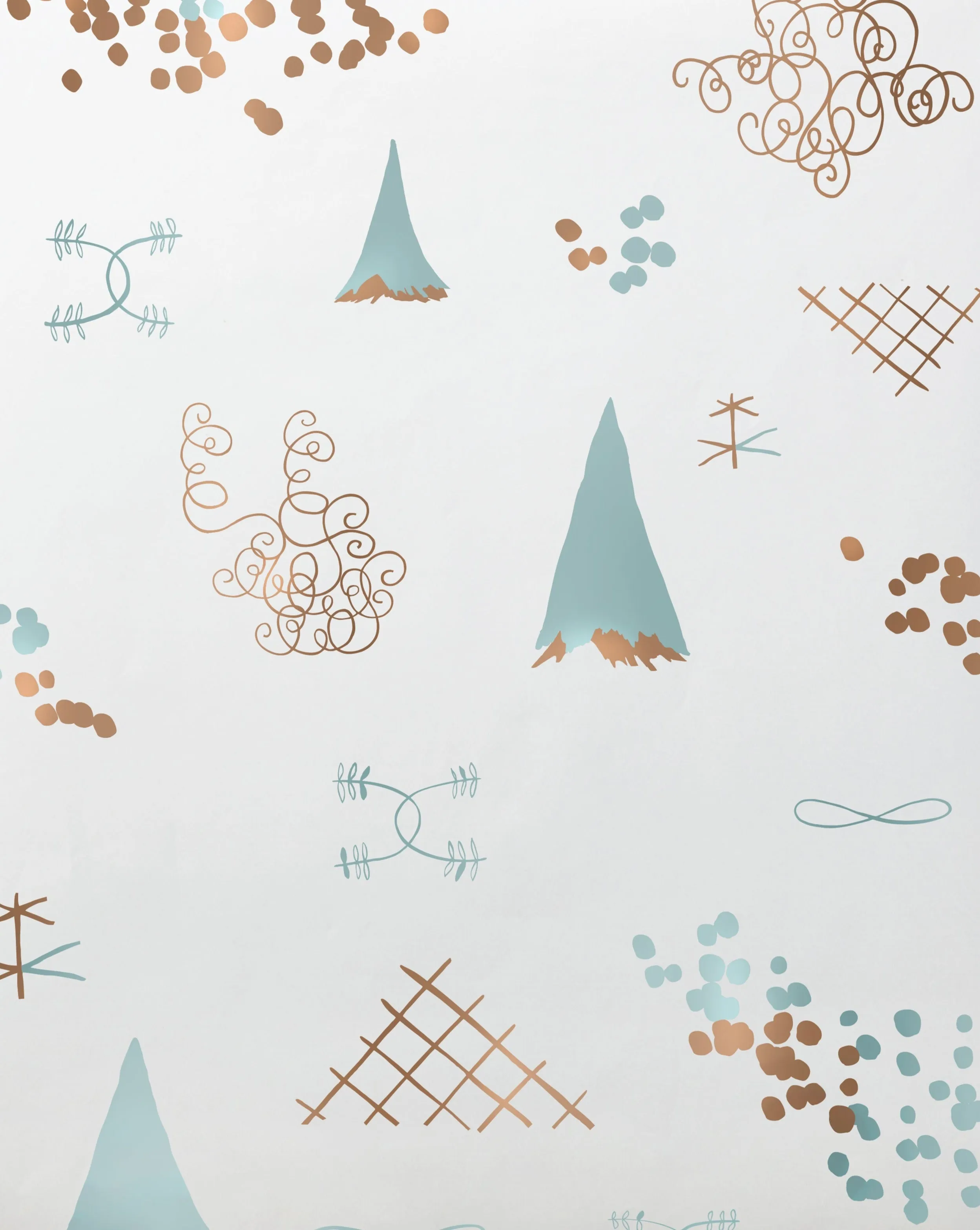 Family Reunion - Copper and Patina on Cream - Residential Wallpaper