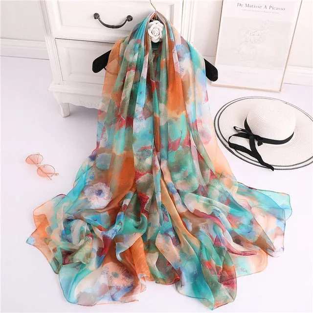 Fashion Silk Summer Scarf Printed Bandana Shawl #2647