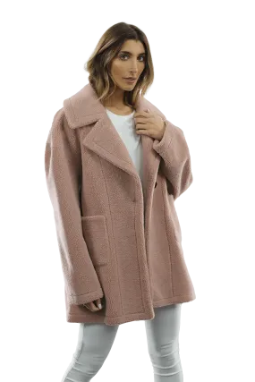 Faux Fur Teddy Coat - Pink