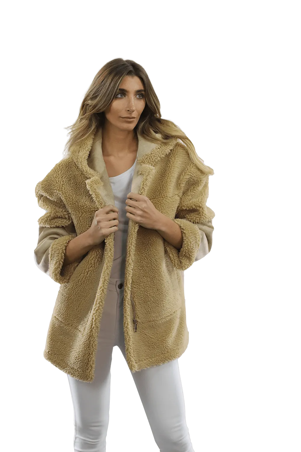 Faux Fur Teddy Coat with Hood