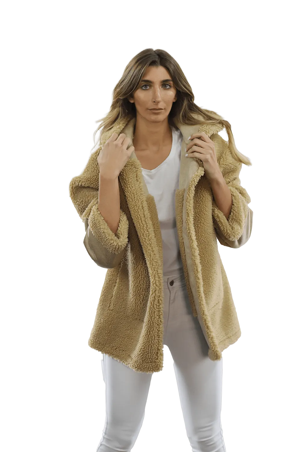 Faux Fur Teddy Coat with Hood