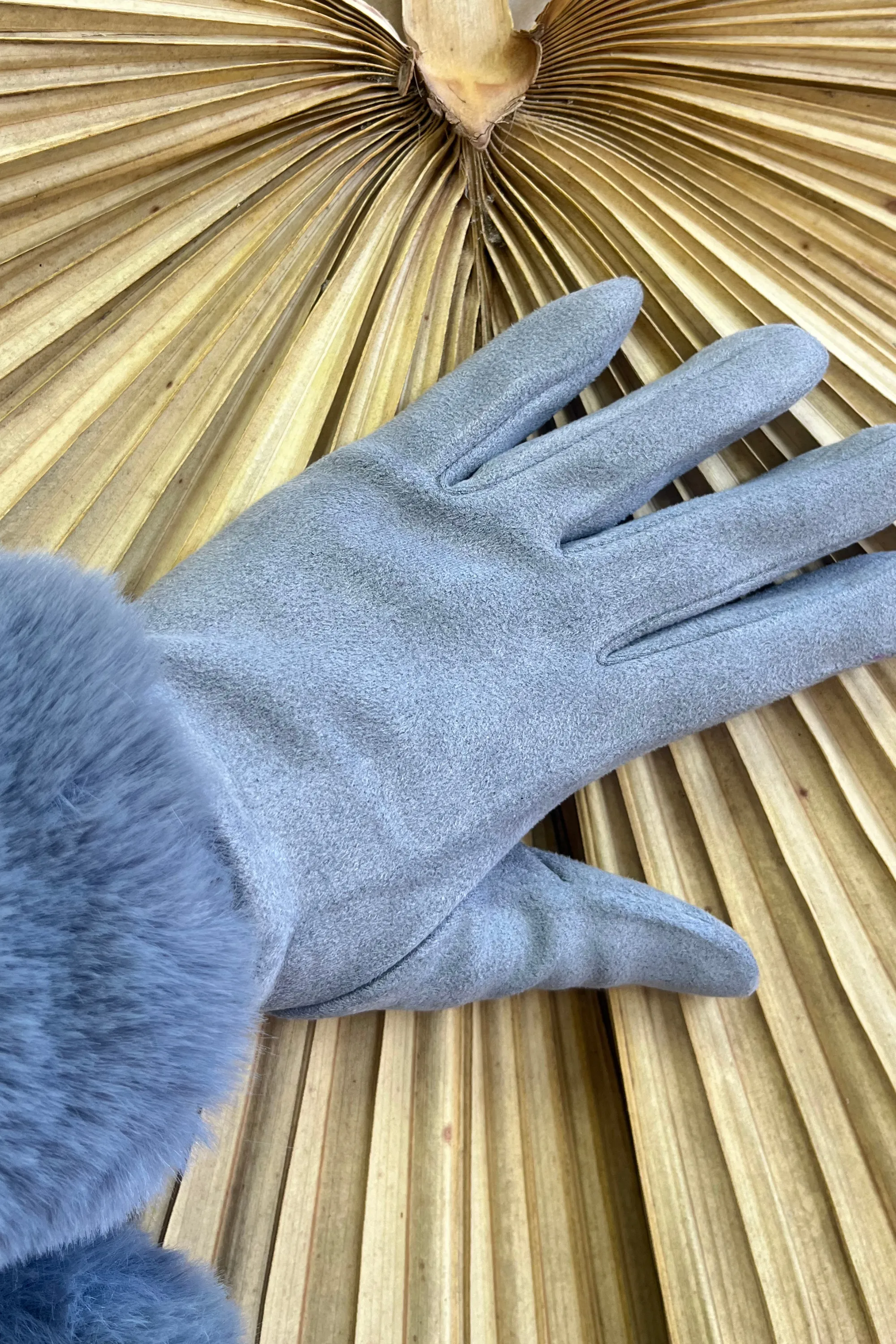 Faux suede gloves with faux fur cuff (VARIANT COLOURS)