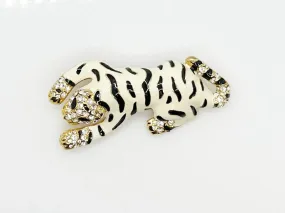 Fierce Statement White Tiger Vintage Brooch