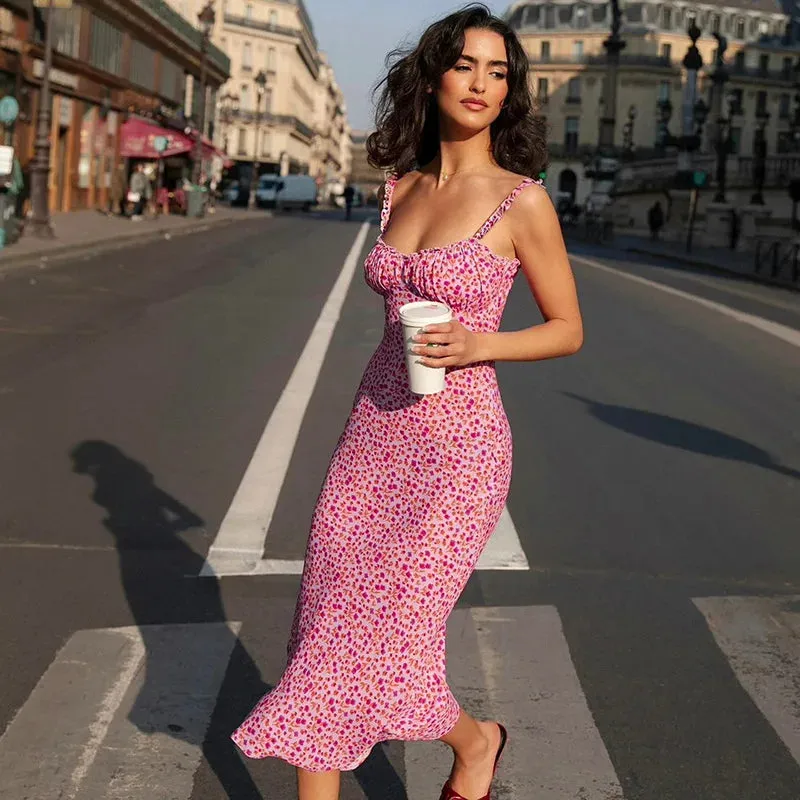 Floral Print Midi Boho Dress - Dulzura Streetwear