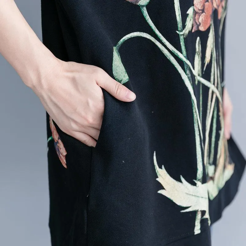 Floral Short Sleeve Turtleneck